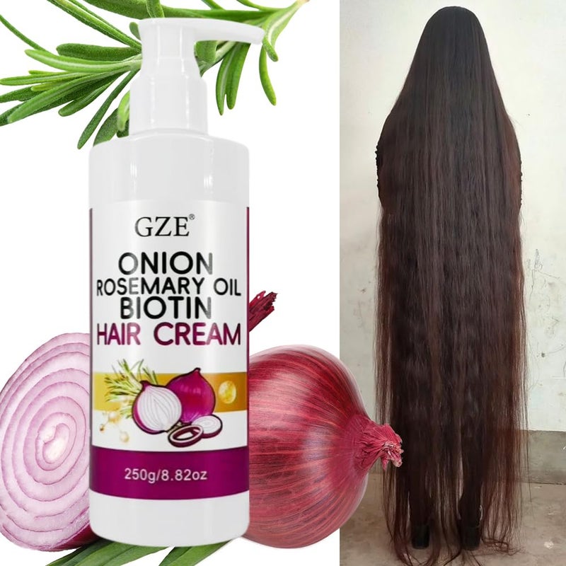 GZE Hair Cream with Onion, Rosemary Oil & Biotin | Strengthens Hair, Reduces Breakage | Nourishing Scalp Care for Thicker, Healthier Looking Hair - Image 3